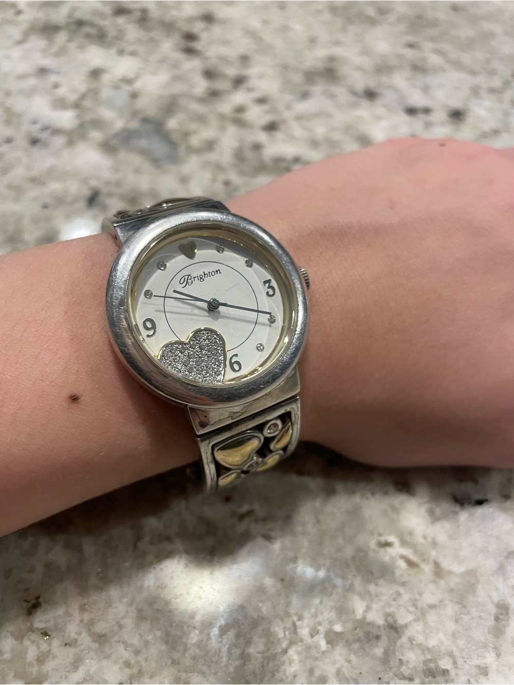 Brighton Silver and Gold Accented Heart Dial Watch